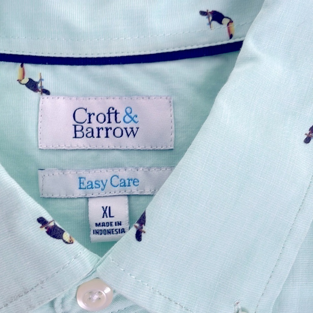 XL Croft & Barrow Toucan Vacation Tropical Button Down Shirt Plus Size XL - Picture 3 of 5